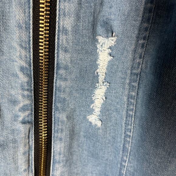NWT Mistress Rocks Over It Frayed Denim Exposed Zipper Dress Distressed XXS - Picture 9 of 14